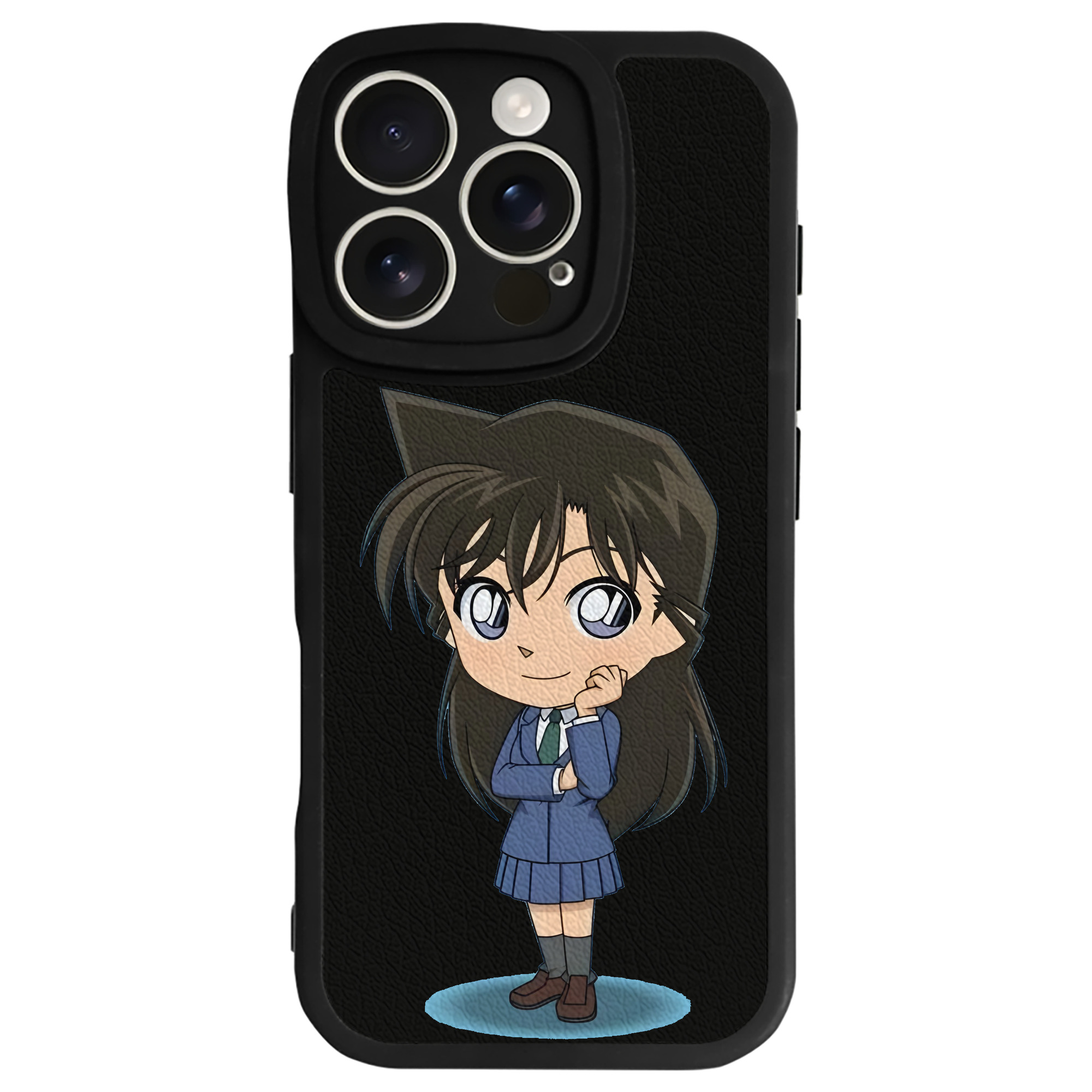 （画像用） 名探偵コナン 毛利 蘭 もうり らん、モーリ ラン Detective Conan Rachel Moore 【iPhone 16シリーズ対応】シリコンスマホケース（レザー調） 材質：シリコン